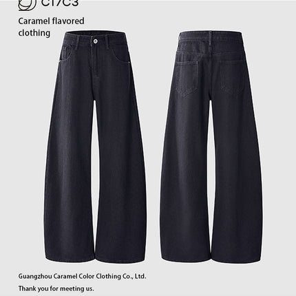 Neutral Style Jtw High Street Unisex American Fashion Retro Loose Wide-Leg Jeans with Drape Effect and Curved Hem