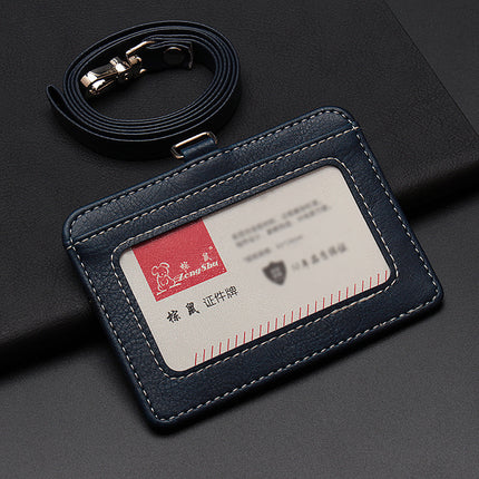 New Leather Pu Badge Lanyard Id Card Holder Work Badge Business Bus Student Id Card Access Control Meal Card Holder