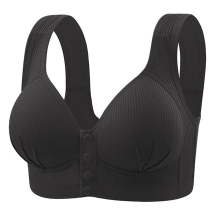 Cross-Border Large Size Fixed Cup Front Buckle Mother's Underwear Middle-Aged and Elderly Large Size No Rims Comfortable Back Push-Up Bra