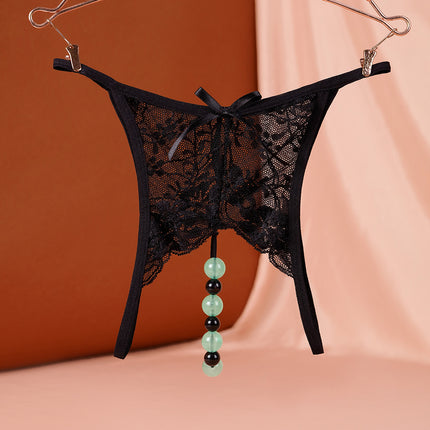 Sexy Underwear Underwear Women's Luminous Pearl Massage thong Open-end No-off Insertable European and American Nightclub Underwear