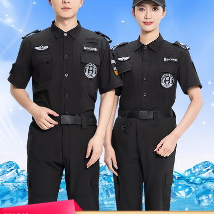 Summer Security Quick-Drying Work Clothes Short-Sleeved Thin Black Suit Long-Sleeved Uniform Guard Property Security Training Clothes