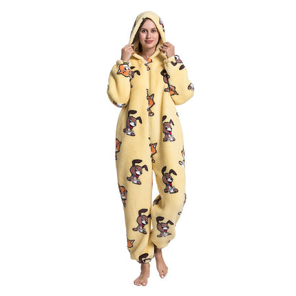 Mixed Wholesale Autumn and Winter Cotton Velvet Animal Cartoon Siamese Pajamas Thickened Men and Women Couple Home Clothes Tianma Adult