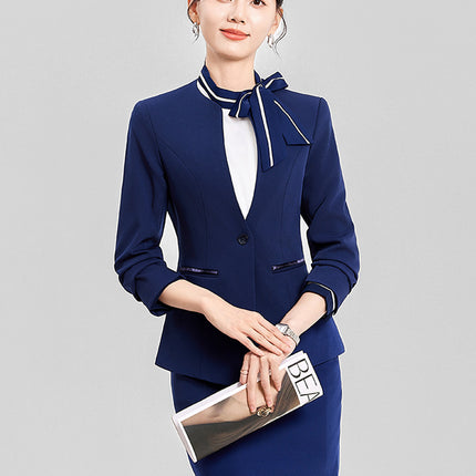 Professional suit female spring and autumn 2024 new hotel manager overalls front desk reception tooling gold shop suit jacket