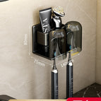 Black - two-person aluminum toothbrush holder + 2 mouthwash cups (no need to punch holes)