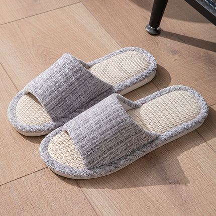 Xiaoxiangfeng Men and Women Couple Indoor Home Wooden Floor Open Toe Linen Summer Four Seasons Sandals