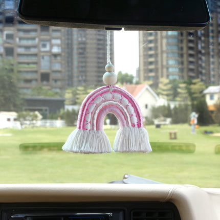 Hand-woven car pendant rainbow light creative retro cross-border foreign trade Bohemian tassel car pendant