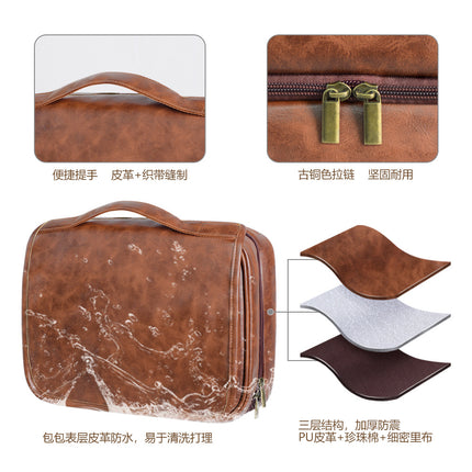 2024 new men's business pu wash bag large capacity High sense storage partition waterproof cosmetic bag storage bag