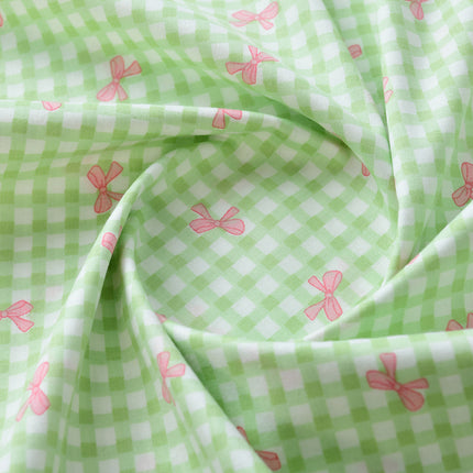 40 Count Pure Cotton Twill Fabric Handmade DIY Clothing Bedding Fabric Cotton Dopamine Color Plaid Bow