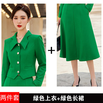 French style black dress Women's Spring and Autumn New retro high-grade elegant socialite high-end suit two-piece suit