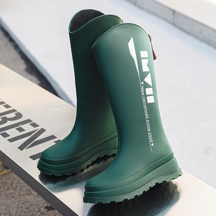 Korean-Made Single-Layer Russian Cross-Border Fashion High-Top Women's Rain Boots, Non-Slip Waterproof Rubber Shoes, Versatile New Style