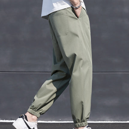 Summer Cargo Pants for Men, Trendy Brand, Loose Casual Jogger Nine-Point Pants, Harem Light Green Pants for Men