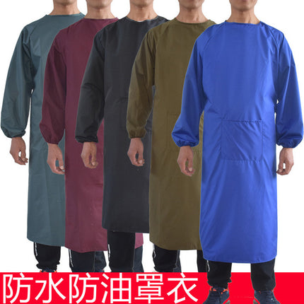 Long sleeve apron overalls oil-proof waterproof adult men's and women's overalls kitchen work work anti-dress apron wholesale
