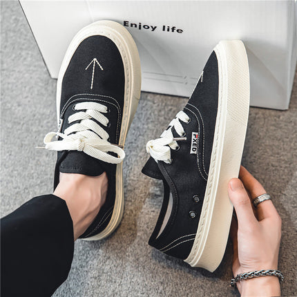Canvas Men's Shoes Summer Breathable Casual Versatile Cloth Shoes Men's Wear-Resistant White Sneakers Thick-Soled Forrest Gump Sports Shoes