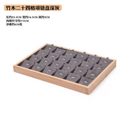 Fresh bamboo wood 24 grid pendant plate necklace pendant lucky card lucky beads jewelry tray window display props