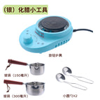 Blue electric stove + double small pots + double small spoons