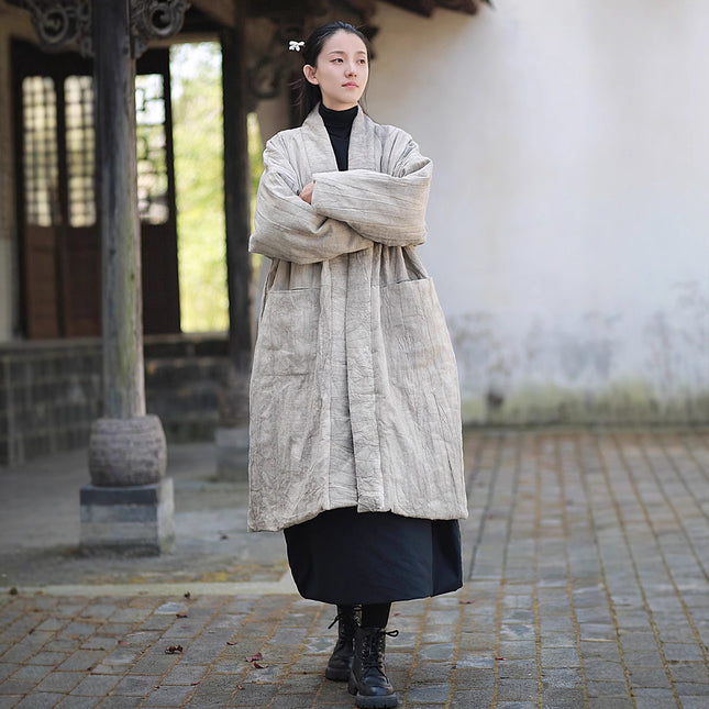 Cotton and Linen Women's Clothing Original New Loose Artistic Retro Quilted Cotton Clothing Ramie Tie-Dye Cool Zen Style Jacket