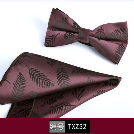 Bow tie square men's two-piece wine red series new spot business executive professional style groom wedding
