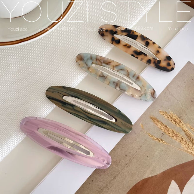 Korean-Style Acetate Oval Side Bangs Clip Ins-Style Simple Temperament Bb Clip Bobby Pin Hairpin Women's Hair Accessory