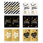 Birthday card-black gold vertical version 06 [6 cards + 6 envelopes + 6 stickers]