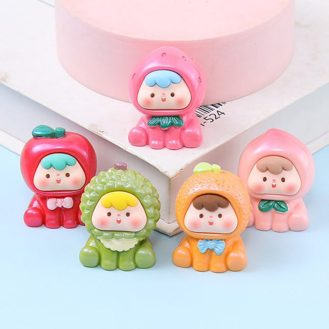 Resin three-dimensional solid color pearlescent second-generation fruit cubs diy jewelry accessories car small ornaments key chain material