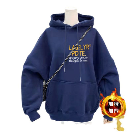 Wine Red Hooded Sweatshirt Women's oversize Loose Autumn and Winter Fashion All-match American Top Spring and Autumn Jacket