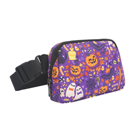 Cross-Border Printed Nylon Waist Bag Outdoor Sports Phone Storage Bag Unisex Crossbody Casual Trendy Bag Fashionable Purple