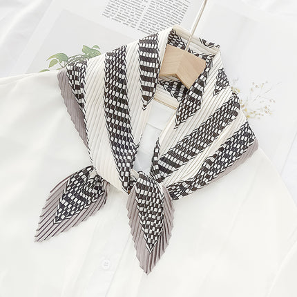 New wrinkled small square scarf female Korean imitation silk printed wrinkled small scarf Joker scarf decorative scarf wholesale