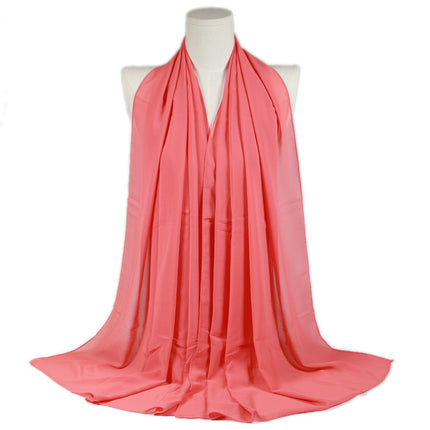 Solid Color Single Color Pearl Chiffon Scarf Malaysia Hot Selling Long Scarf Scarf Shawl Export Malaysia