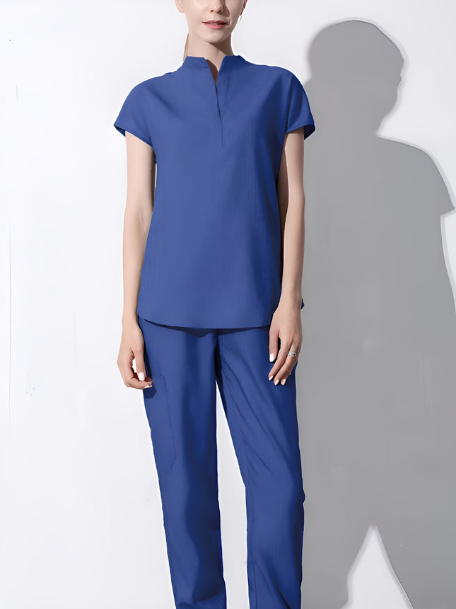 [Stretchy Nurse Scrub] Stretchy Polyester Women's V-Neck