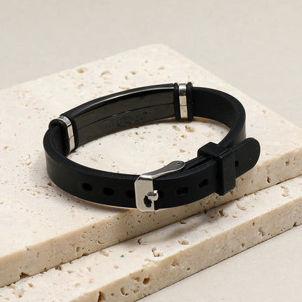 European and American Cross-border Trendy Men's Light Plate Stainless Steel Bracelet Men's Characteristic Jewelry Personalized Creative Silicone Bracelet