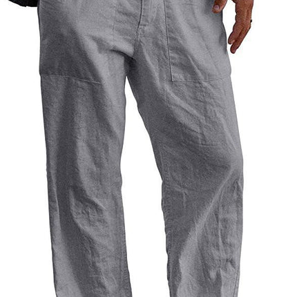 Cross-Border Men's Mint Green Linen Casual Pants, Loose Fit, Comfortable and Breathable, Simple Design for Everyday Use