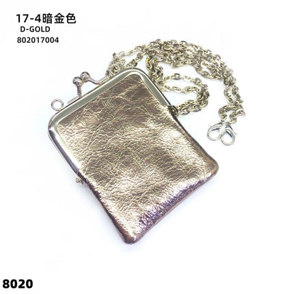 Satin Single Piece Mini Genuine Leather Coin Purse Lipstick Small Bag Buckle Storage Bag Open Buckle Crossbody Headset Bag