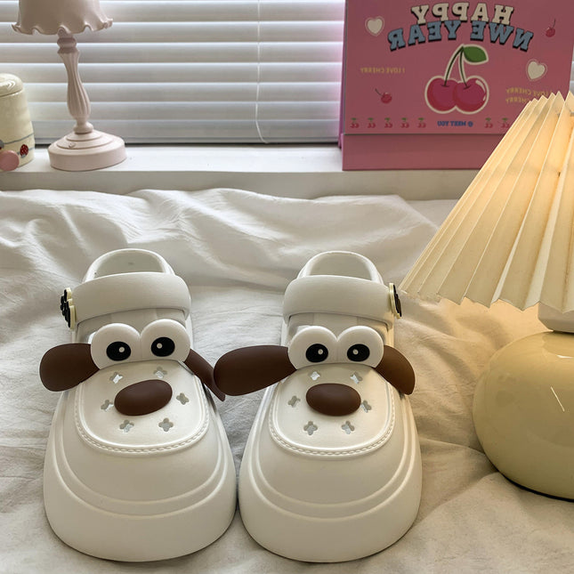Eva Cartoon Big-Eyed Dog Girl 2026 Summer Outdoor Clogs Super Popular with a Stepping-On-Clouds Feel, Dual-Wear Thick-Soled Closed-Toe Slippers