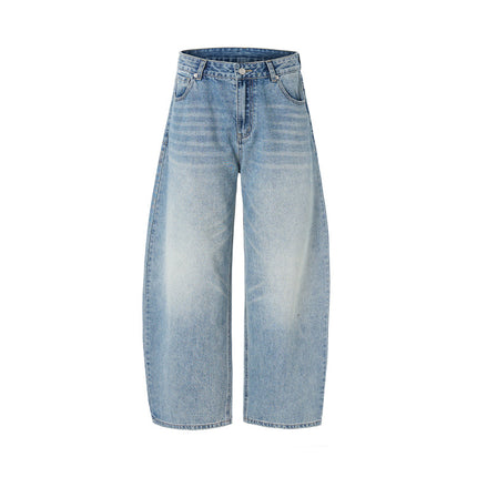 Jiamu American High Street Three-Color Baggy Jeans Unisex Loose Wide-Leg Scimitar Jeans Men's and Women's Silhouette