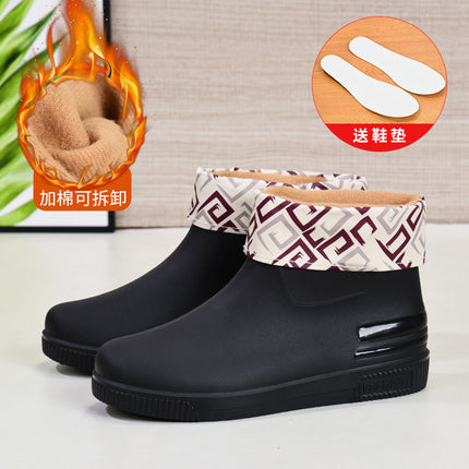 Cross-Border Hot-Selling Women's Rain Boots, Women's Short Outer Water Shoes, Warm Low-Cut Rain Boots, Waterproof Boots, Rubber Shoes, Overshoes Wholesale