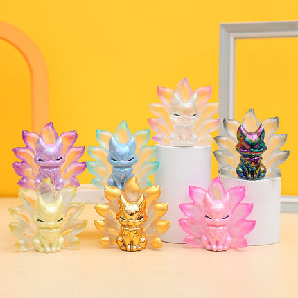 Dahuang nine-tailed fox (with lights) blind box creative tide play desktop small ornaments girlfriends girl heart birthday gift wholesale