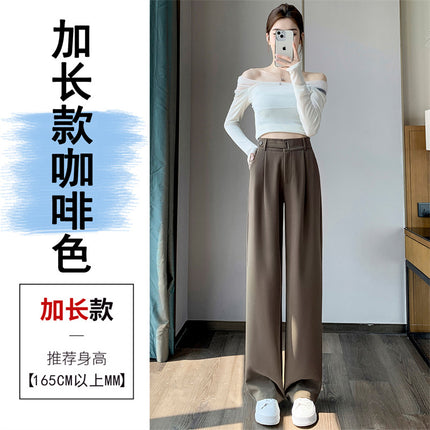 Grey high-end suit pants women's spring and autumn drape pants 2024 new small straight pants narrow wide leg pants