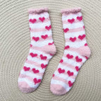 2 # Pink and white socks + rose red heart / One Size