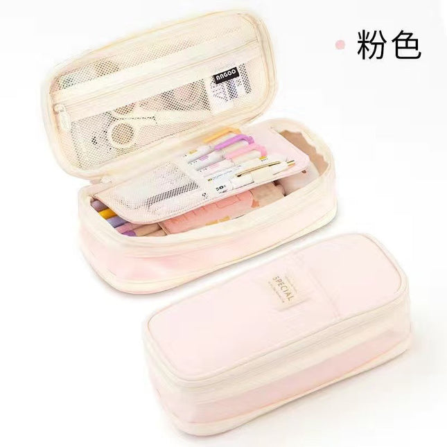 Casual Pencil Case, Large-Capacity Stationery Box, Good-Looking High School Student Ins-Style Student Stationery Bag, Stain-Resistant Primary School Pencil Case