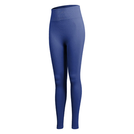New Sports Yoga Pants for Women with Vertical Stripes, Running, Fitness, High-Waisted, Tummy-Tightening, Butt-Lifting, Seamless Slim-Fitting Sports Tights
