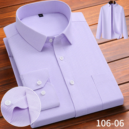 High-End Men's Long-Sleeved Shirts Spring Business Casual Anti-Wrinkle Shirts No-Iron Breathable Formal Cotton Tops for Men