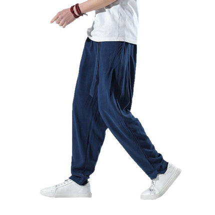 2025 Spring New Cross-Border Chinese Style Men's Casual Pants Linen Japanese Harem Pants Lantern Pants National Trend Loose Men's Pants