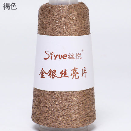 silk yue/diy hand-woven wool ball sweater line magic color gold and silver sequin line wrapped flower colorful companion wiring