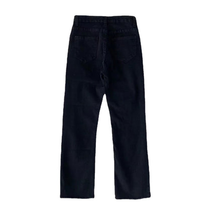 Black straight jeans women's high waist 2024 Summer new slimming loose pipe pants small cropped pants fashion