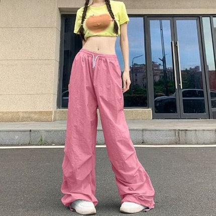 Ins Quick-Dry Umbrella Pants Summer Dopamine Thin Breathable Casual Pants Pleated Long Pants Loose Straight Pants Unisex