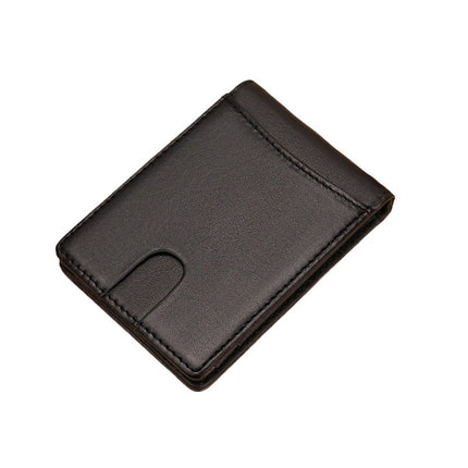 in stock foreign trade rfid gold clip card bag minimalist men's retro wallet cross-border crazy horse leather pull wallet