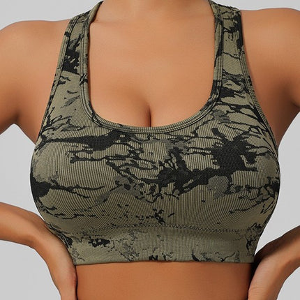 European and American Export Sexy Fashion Tie-Dye Beautiful Back Sports Bra Women's Padded Push-Up Bra Shock-Proof Fitness Vest