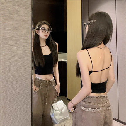 Ins Sexy Style Versatile Pure Color Camisole Women's Summer 2025 New Sexy Backless Slim Short Top