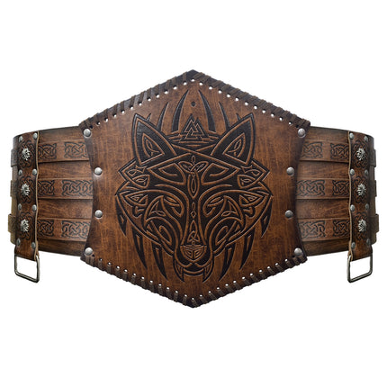 Scandinavian Viking Style Thor's Hammer Embossed Wide Belt Medieval Retro Girdle Knight Belt Cross-Border Hot Sale