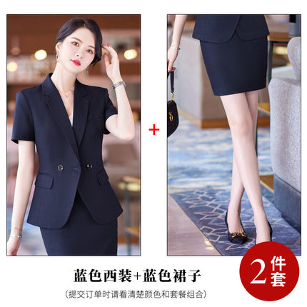 This summer new short-sleeved suit Korean temperament hotel jewelry store shopping guide overalls professional suit women